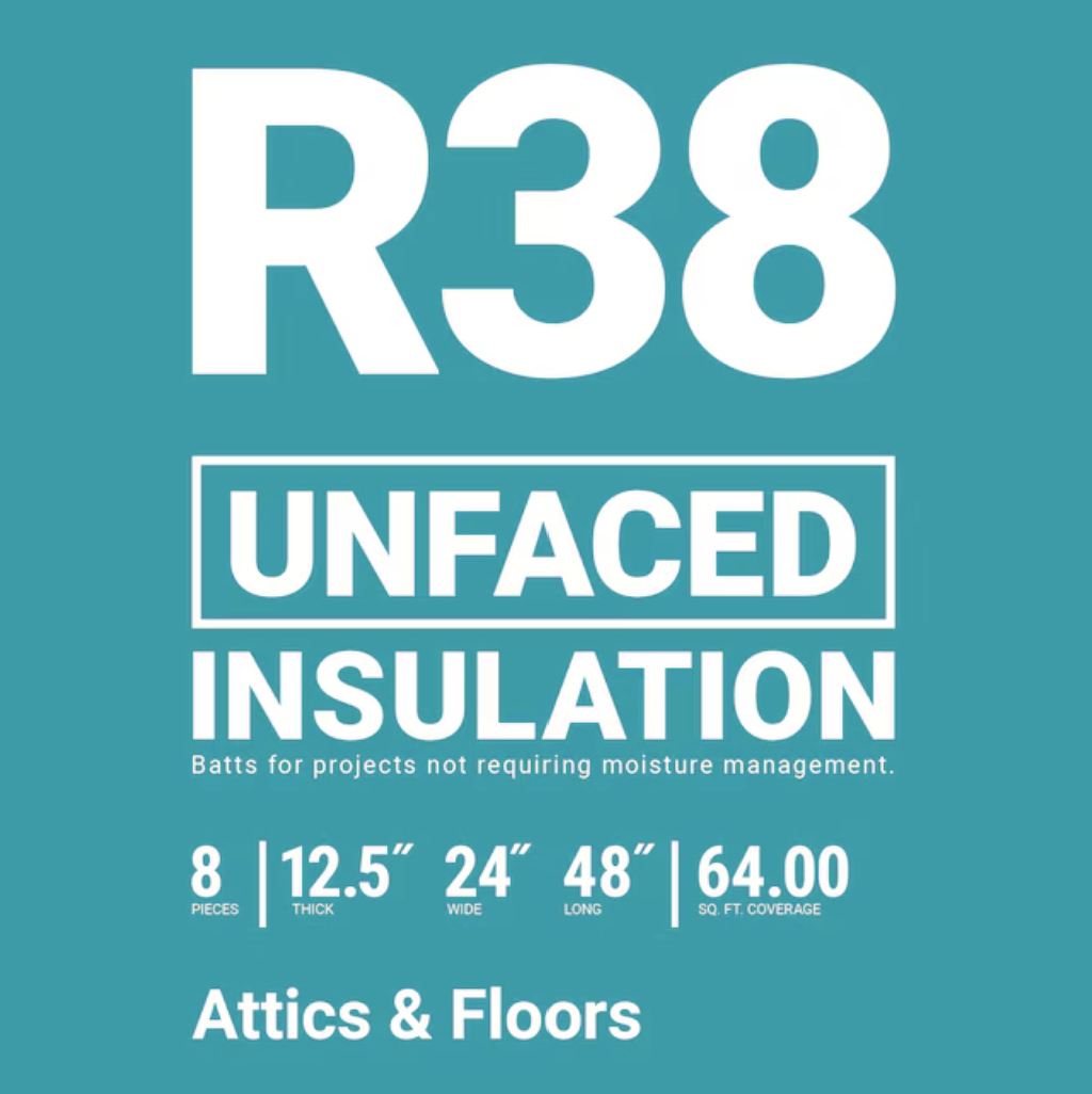 Owens Corning R-38 Unfaced Insulation 64-sq ft (24-in W x 48-in L) Pack of 4