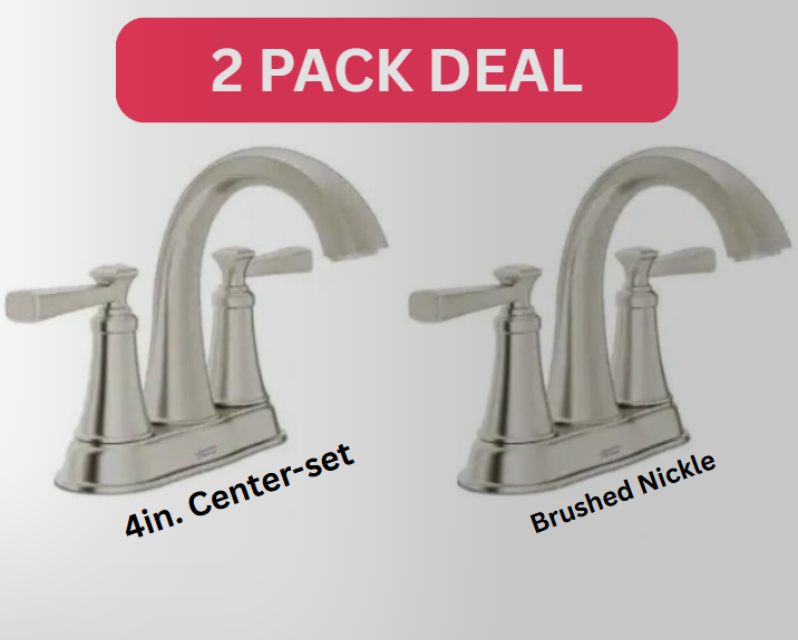 American Standard Rumson 4 in. Centerset Double Handle Bathroom Faucet in Brushed Nickel (2-pack)
