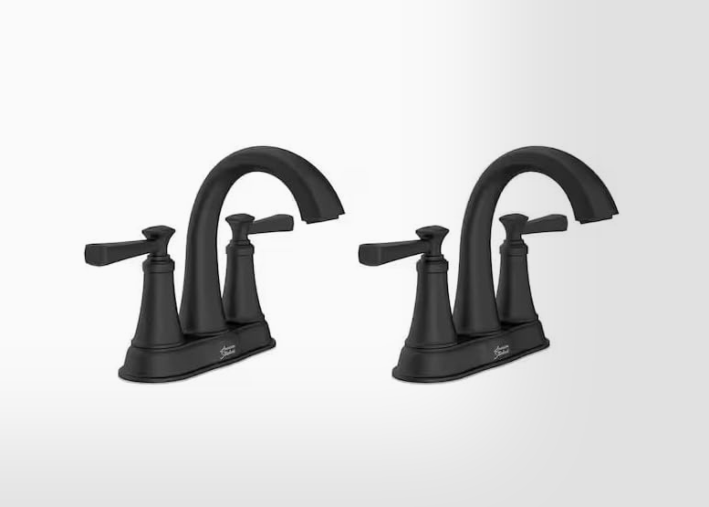Rumson 4 in. Centerset Double Handle Bathroom Faucet in Matte Black (2-pack)