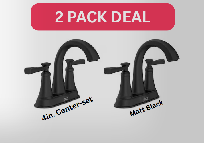 Rumson 4 in. Centerset Double Handle Bathroom Faucet in Matte Black (2-pack)