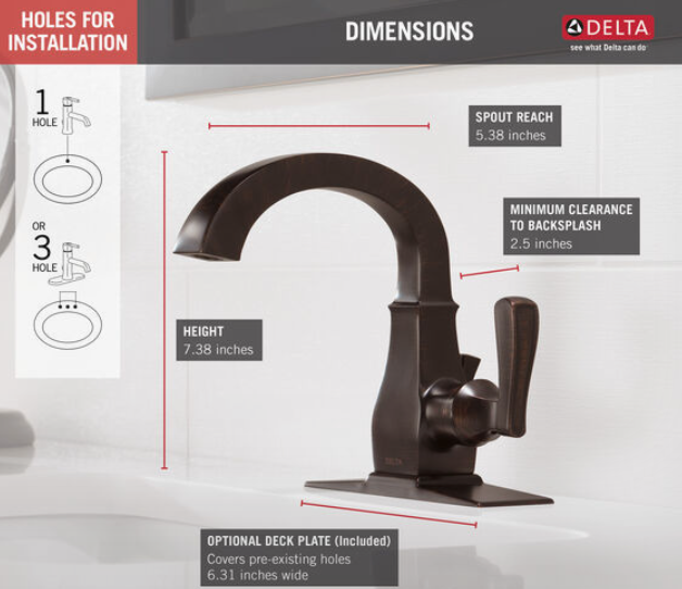 Delta Lakewood Single Handle Bathroom Faucet In Venetian Bronze