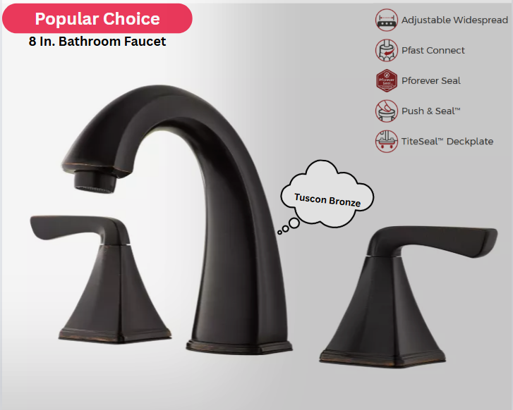 Pfister Selia 2 Handle Tuscan Bronze 8" Widespread Bathroom Faucet