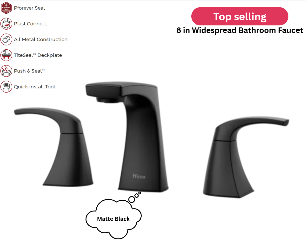 Pfister Karci Matte Black 8" Widespread Bathroom Sink Faucet