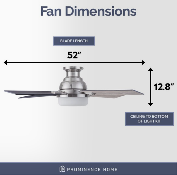 Prominence Home Kyrra 52-in Brushed Nickel Ceiling Fan