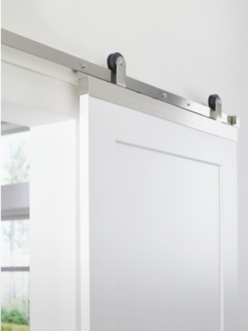 JELD-WEN Farmhouse Primed Solid Wood 36 in. x 80 in. W Black Hardware Kit