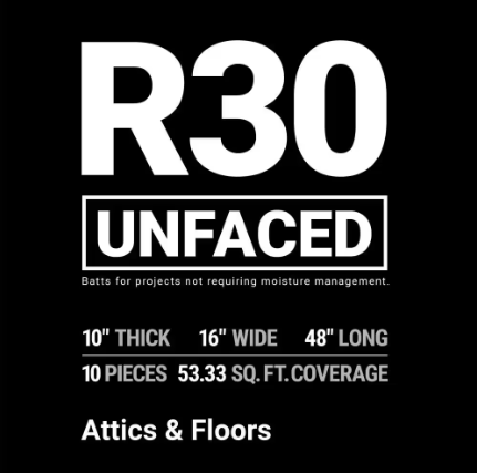 Owens Corning R-30 Unfaced Fiberglass Insulation 53.33 Sq.ft 16 in. x 48 in