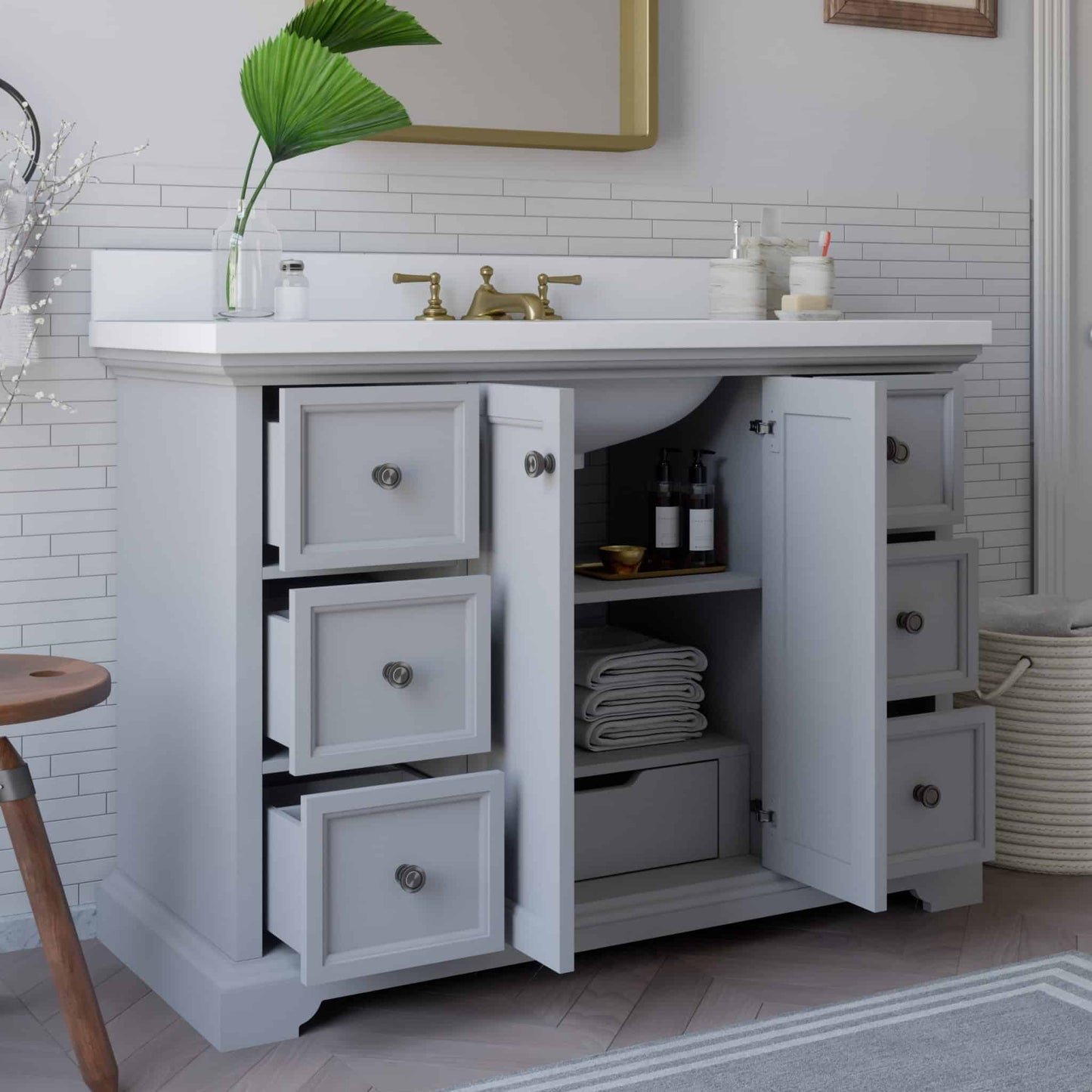 Portage 48in Gray Single Sink Bathroom Vanity