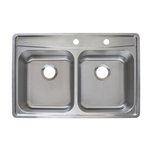 Franke Evolution Drop-In Stainless Steel 2-Hole Double Bowl Kitchen Sink