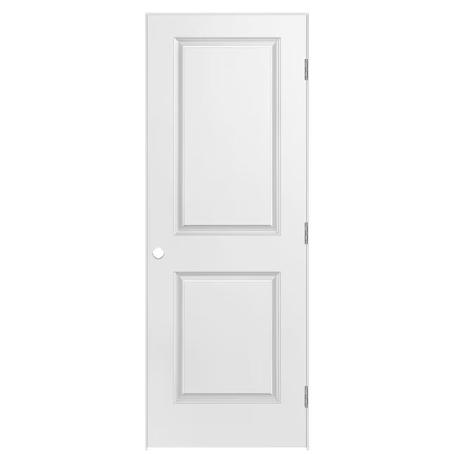 32-in x 80-in (primed) Hollow core 2-panel Left Handed Smooth Primed Molded composite Flat Jamb Single Prehung Interior Door