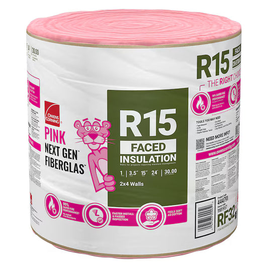 R- 15 Faced Fiberglass Insulation Roll 15 in. x 24 ft. (1 Roll) Coverage Area (sq. ft.) 30 sq ft