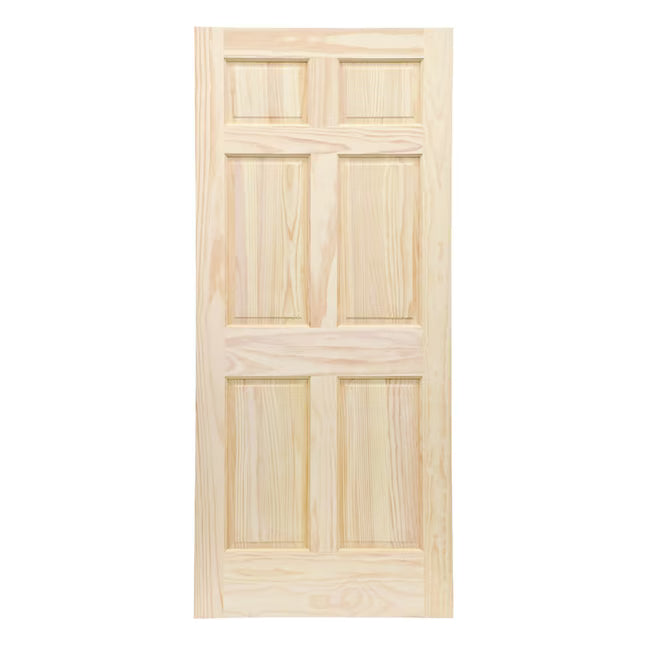 36-in x 80-in 6-panel Solid core Unfinished Pine Wood Slab Door