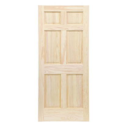 36-in x 80-in 6-panel Solid core Unfinished Pine Wood Slab Door