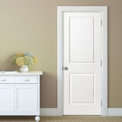 36-in x 80-in (primed) Hollow core 2-panel Left Handed Smooth Primed Molded composite Flat Jamb Single Prehung Interior Door