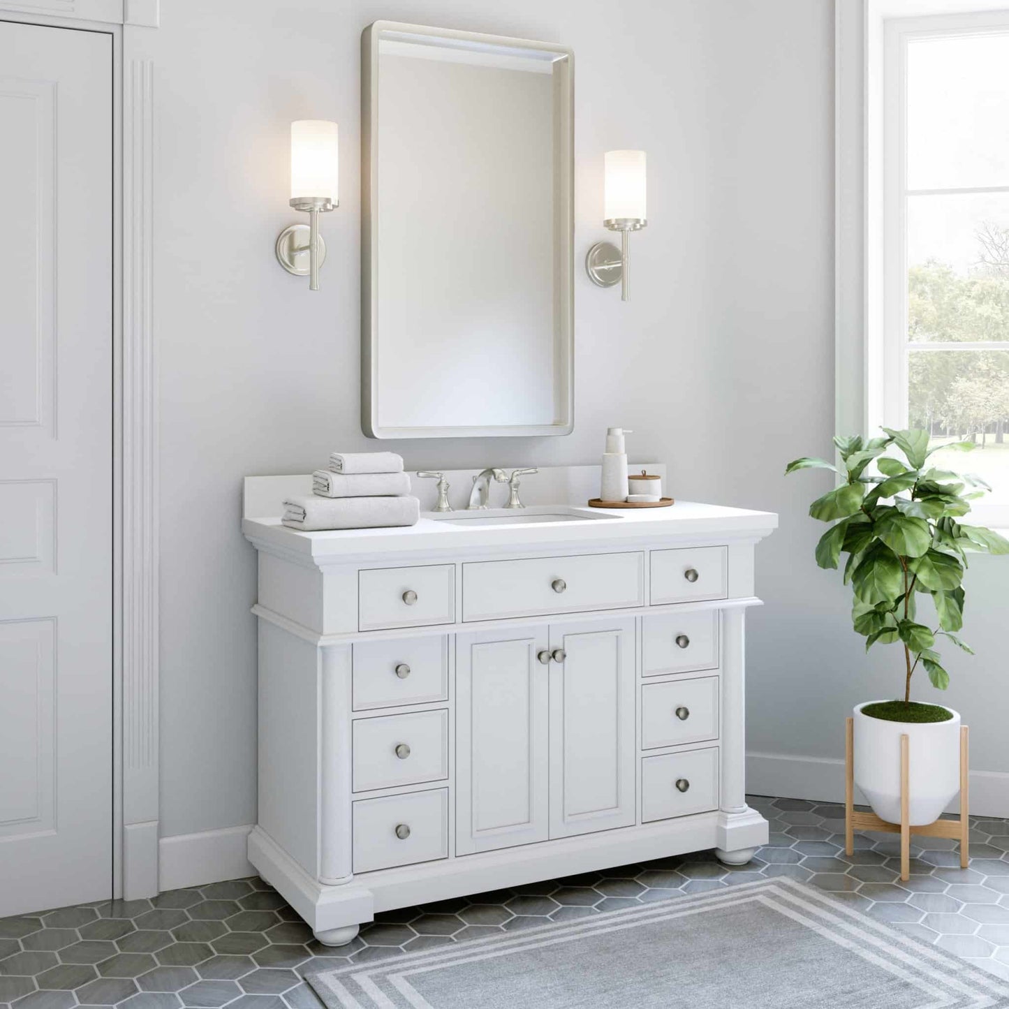 McGinnis 48in White Single Sink Bathroom Vanity