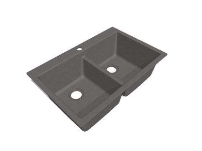 Franke Primo Dual-mount 33-in x 22-in Graphite Granite Double Equal Bowl 4-Hole Kitchen Sink - GREY & BLACK