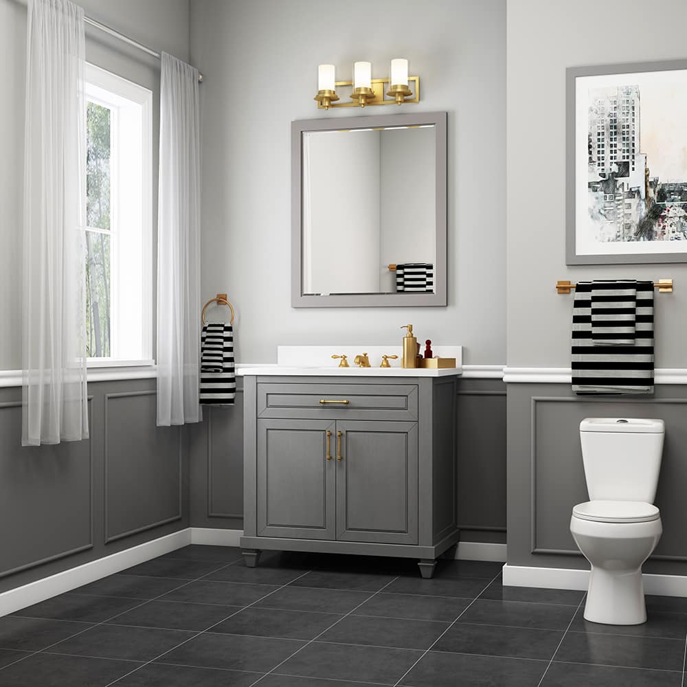 Grovehurst 36in Antique Gray Single Sink Bathroom Vanity