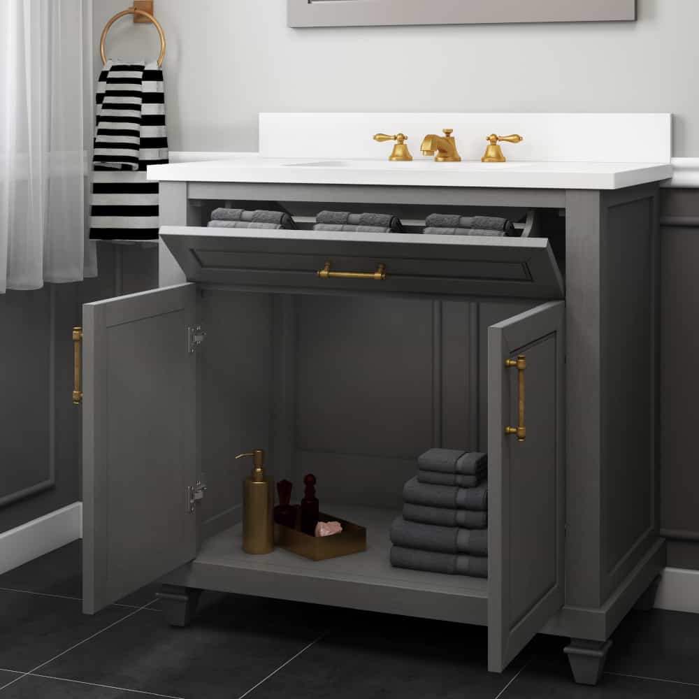 Grovehurst 36in Antique Gray Single Sink Bathroom Vanity