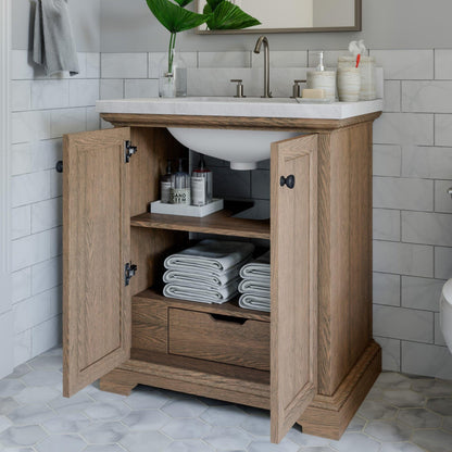 Portage 30in Light Oak Single Sink Bathroom Vanity