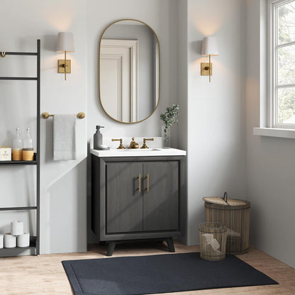 Preston 30in Antique Gray Single Sink Bathroom Vanity