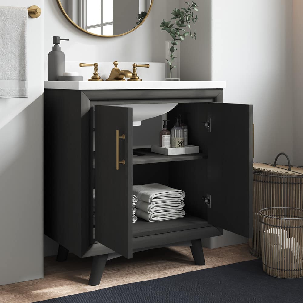 Preston 30in Antique Gray Single Sink Bathroom Vanity