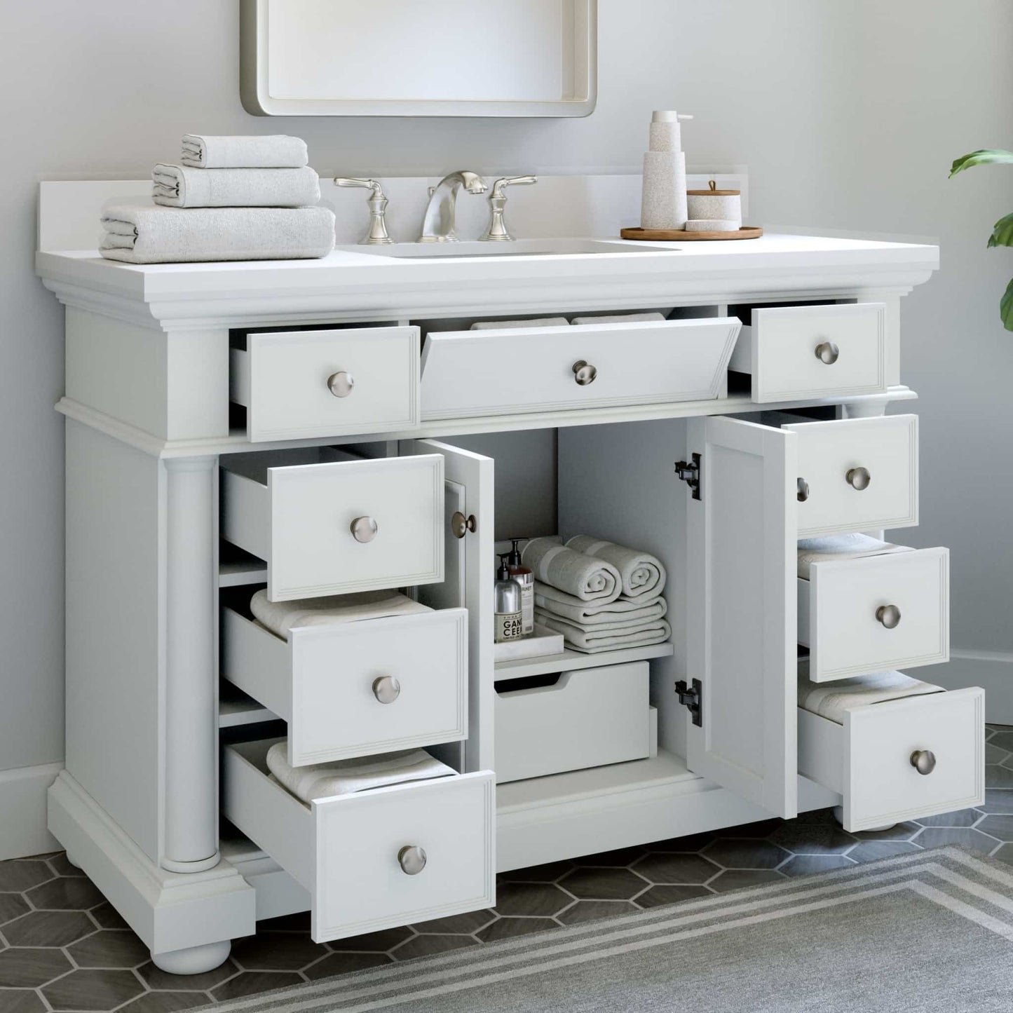 McGinnis 48in White Single Sink Bathroom Vanity