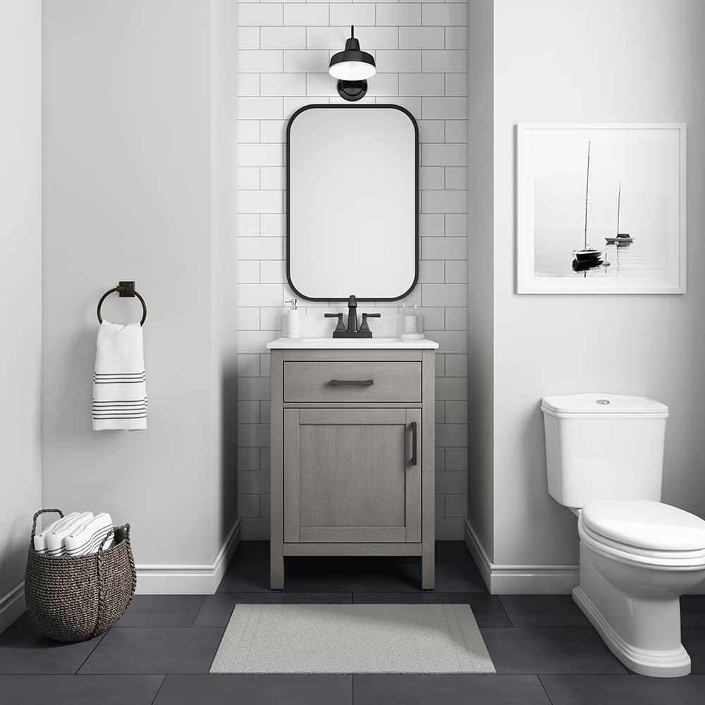 24in Dark Gray Single Sink Bathroom Vanity