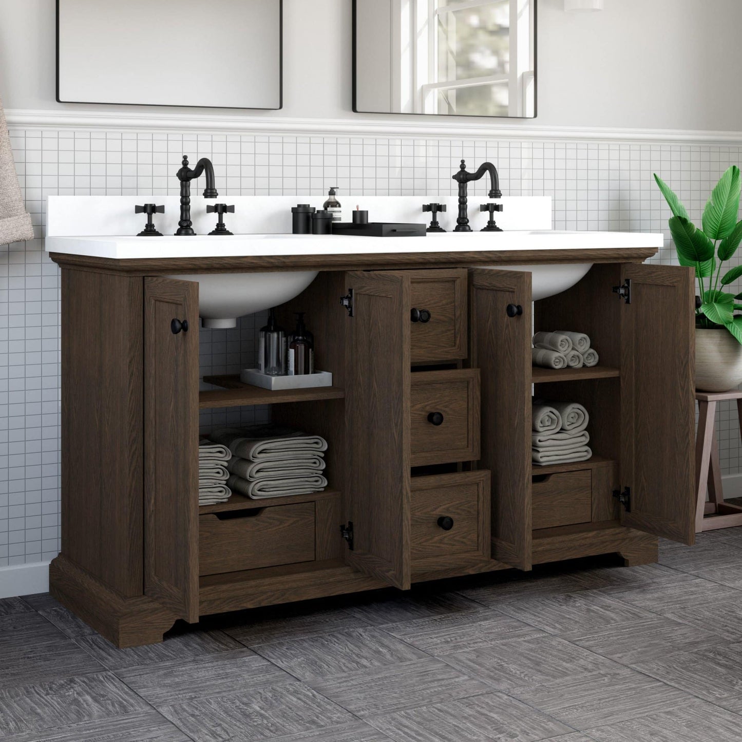 Whitney 36in Antique Gray Single Sink Bathroom Vanity