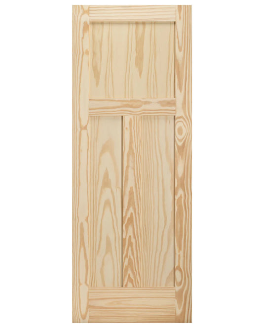 36 in. x 80 in. 3-Panel Craftsman pine Solid Core Unfinished  Interior Door Slab