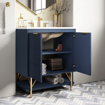 Calletano 30in Navy Single Sink Bathroom Vanity