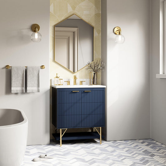 Calletano 30in Navy Single Sink Bathroom Vanity