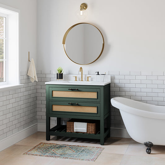 Thurston 36in Green Single Sink Bathroom Vanity