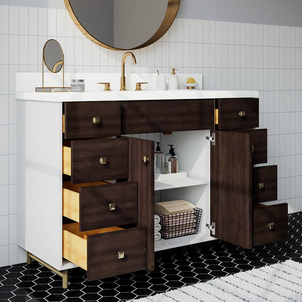 LaRue 48in Gray Oak & White Single Sink Bathroom Vanity