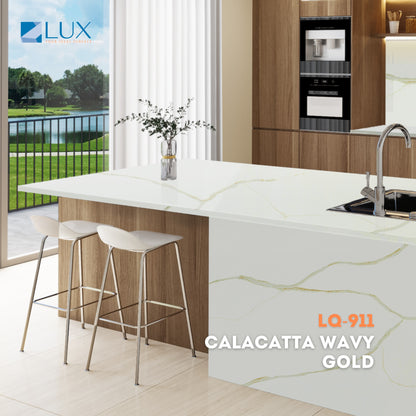 LUX Calcutta Wave Gold LQ-911 Quartz Countertop Sink