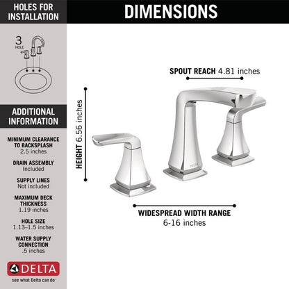 Delta Faucet Vesna Widespread Bathroom Faucet Chrome, Bathroom Faucet