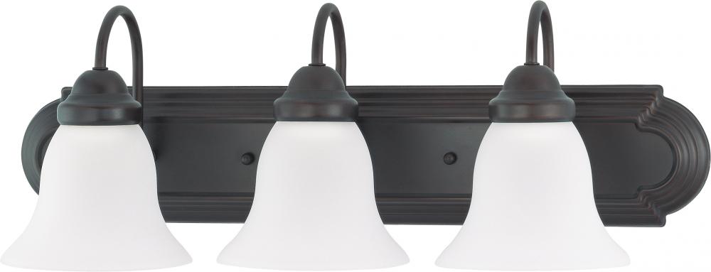 3-Light Vanity Light Fixture in Mahogany Bronze Finish with Frosted Glass and (3) 13W GU24 Lamps (60/3352)