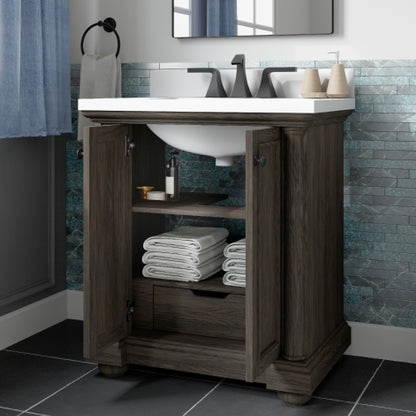 Bradford 30in Walnut Single Sink Bathroom Vanity