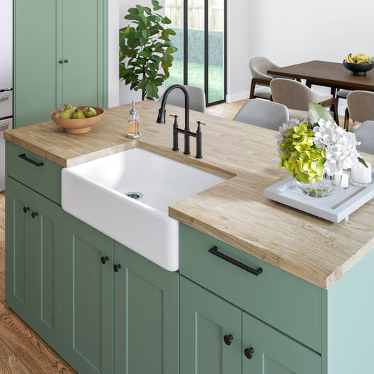 Hevea  Butcher Block Countertop unfinished 8 ft x 25 in x 1.5 in