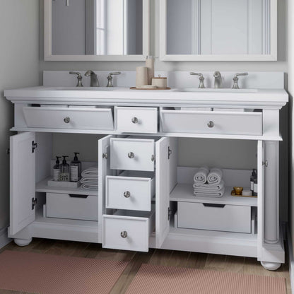 McGinnis 60in White Dual Sink Bathroom Vanity