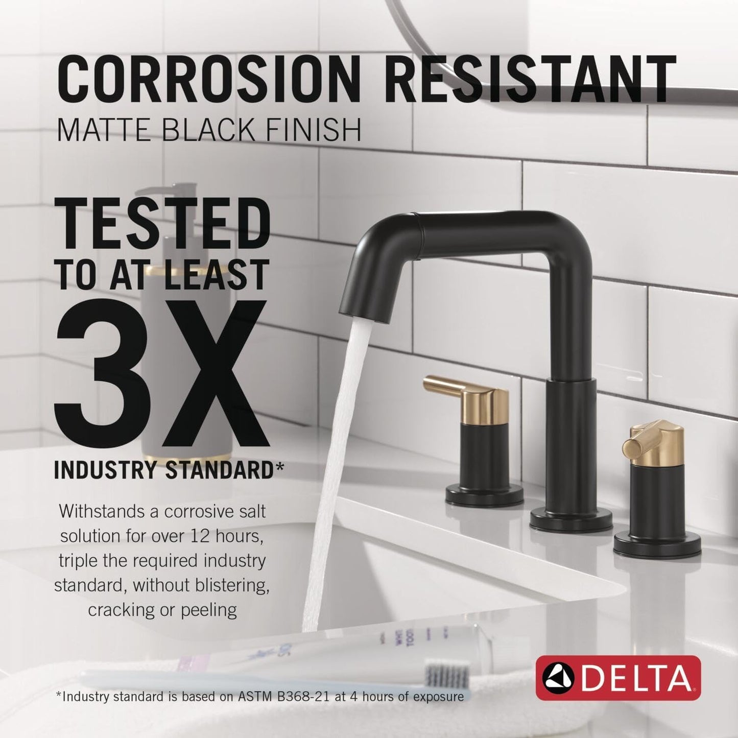 Delta Nicoli Matte Black/Brushed Gold Bathroom Faucet with Sprayer, 8 Inch