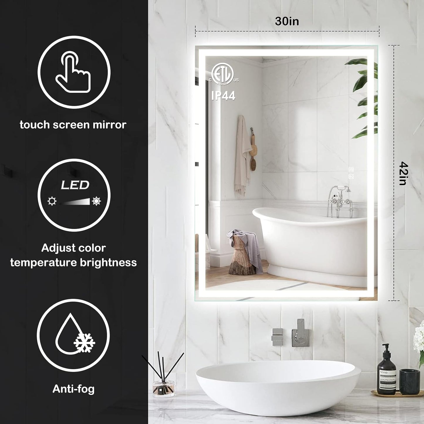 24x30 Inch Led Mirror