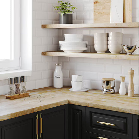 Hevea  Butcher Block Countertop unfinished 10 ft x 25 in x 1.5 in