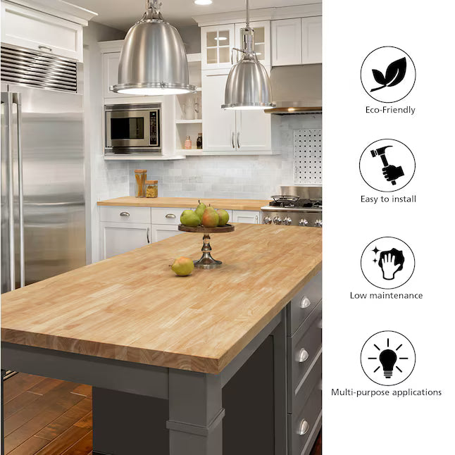 Hevea  Butcher Block Countertop unfinished 12 ft x 25 in x 1.5 in