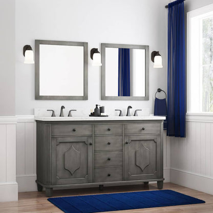 Whitney 60in Antique Gray Dual Sink Bathroom Vanity