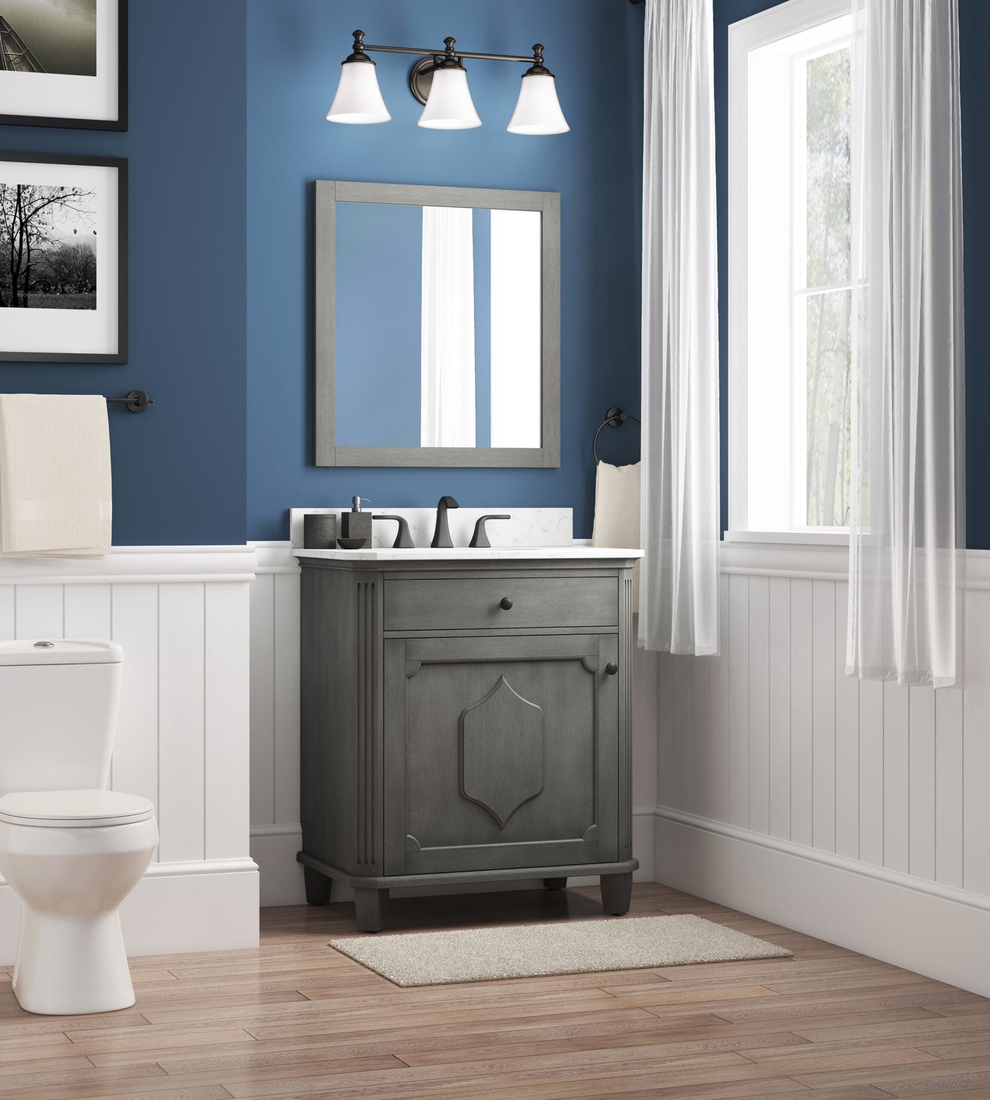 Whitney 30in Antique Gray Single Sink Bathroom Vanity