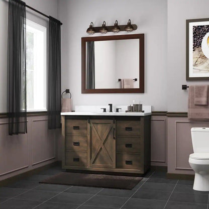 Hawkley 48in Java Single Sink Barn Door Bathroom Vanity