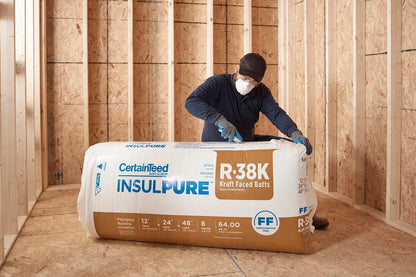 CertainTeed InsulPure R- 38 Attic Kraft faced Fiberglass Batt Insulation 64-sq ft ( 24-in W x 48-in L)