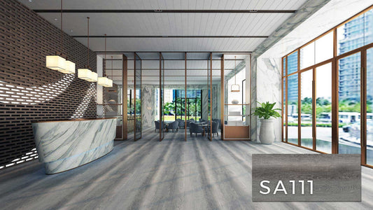 SA 111 SPC Vinyl Flooring with attached pad 100% water proof 28.84 SQ. FT Per box