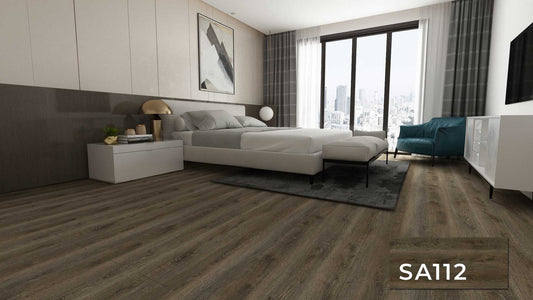 SA 112 SPC Vinyl Flooring with attached pad 100% water proof 28.84 SQ. FT Per box