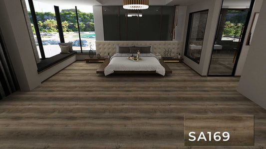 SA 169 SPC Vinyl Flooring with attached pad 100% water proof 28.84 SQ. FT Per box