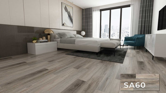 SA 60 SPC Vinyl Flooring with attached pad 100% water proof 28.84 SQ. FT Per box